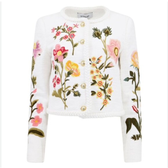 new DEREK LAM 10 CROSBY Penelope Floral Embroidered Crew Neck Jacket 257 2T1M0 - Picture 3 of 7